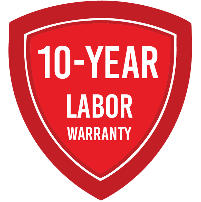 10-year labor warranty badge for Sperrin Construction exterior remediation and repair services